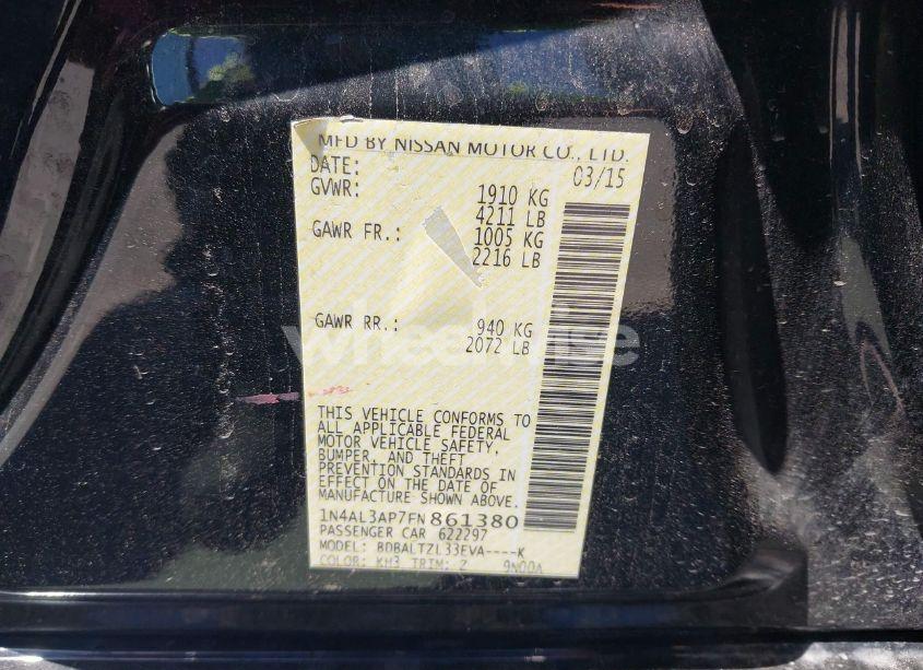 Photo 9 of 2015 Nissan Altima 2.5 SL (VIN 1N4AL3AP7FN861380)