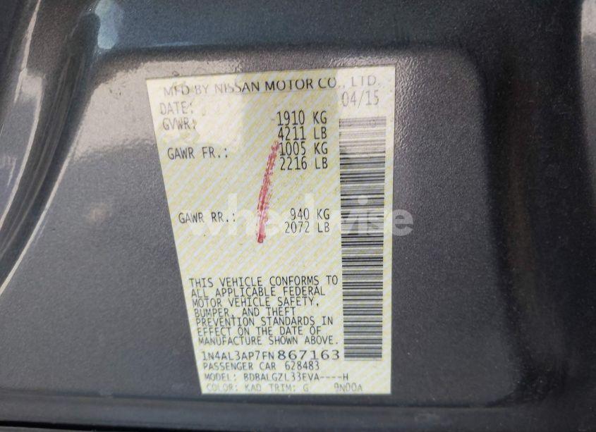 Photo 9 of 2015 Nissan Altima 2.5 S (VIN 1N4AL3AP7FN867163)