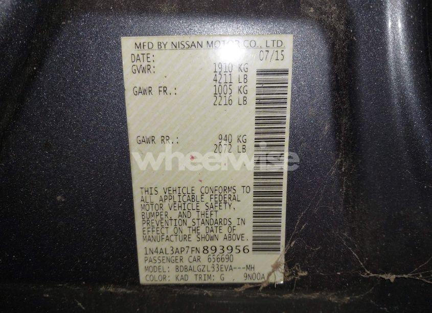Photo 9 of 2015 Nissan Altima 2.5 S (VIN 1N4AL3AP7FN893956)