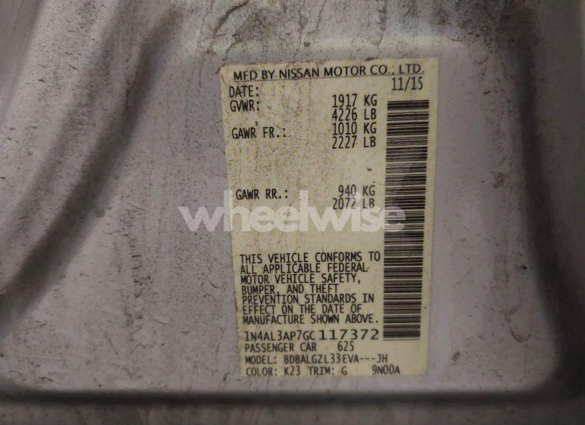 Photo 9 of 2016 Nissan Altima 2.5 S (VIN 1N4AL3AP7GC117372)