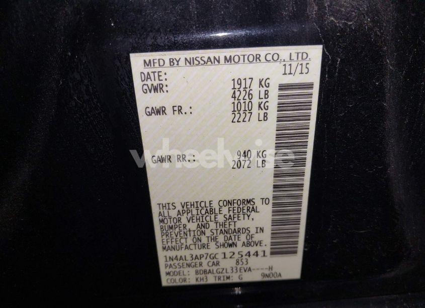 Photo 9 of 2016 Nissan Altima 2.5 S (VIN 1N4AL3AP7GC125441)