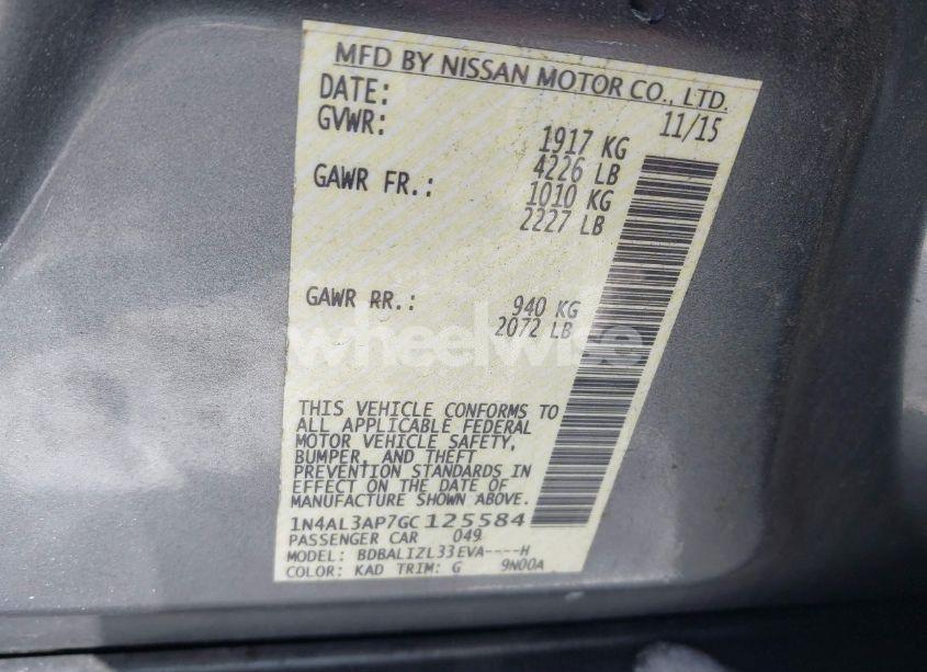 Photo 9 of 2016 Nissan Altima 2.5 SV (VIN 1N4AL3AP7GC125584)