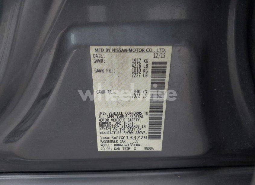 Photo 9 of 2016 Nissan Altima 2.5/2.5 S/2.5 SL/2.5 SR/2.5 SV (VIN 1N4AL3AP7GC133779)