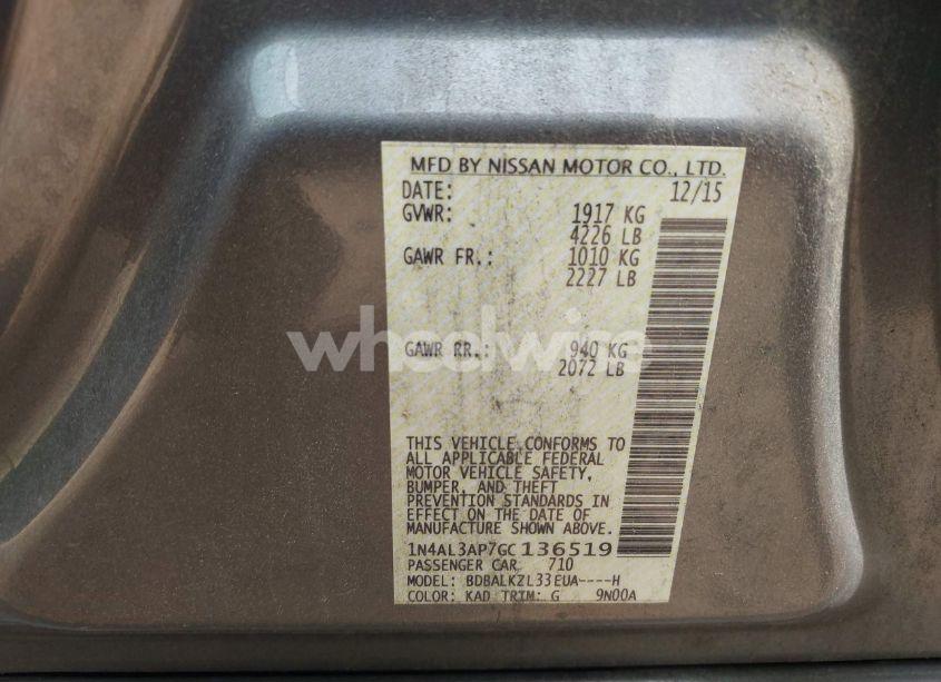 Photo 9 of 2016 Nissan Altima 2.5 SV (VIN 1N4AL3AP7GC136519)