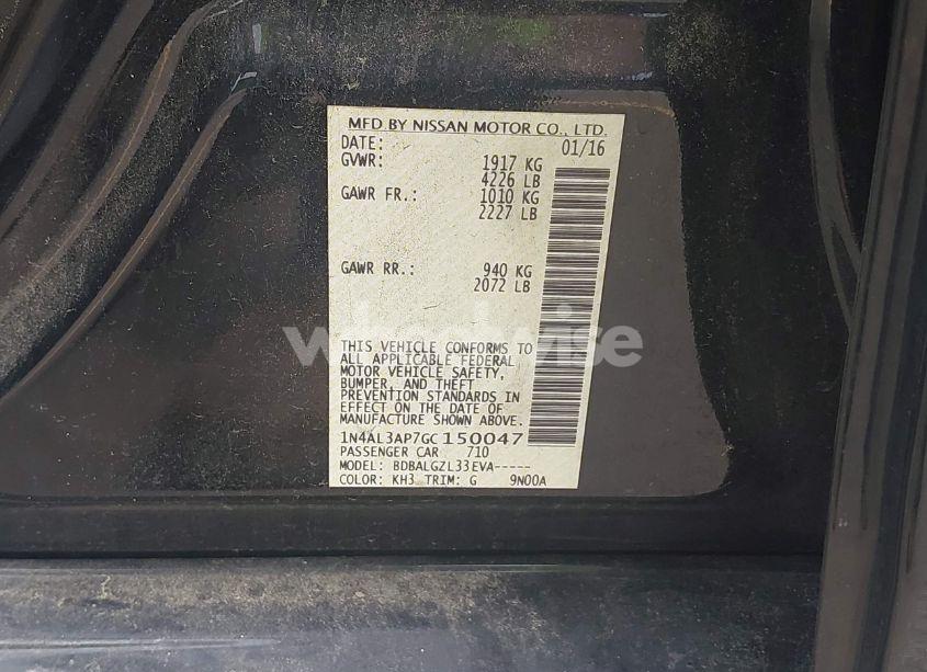 Photo 9 of 2016 Nissan Altima 2.5/2.5 S/2.5 SL/2.5 SR/2.5 SV (VIN 1N4AL3AP7GC150047)