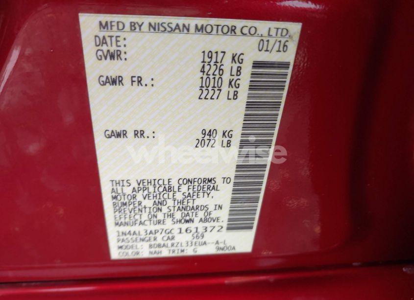 Photo 9 of 2016 Nissan Altima 2.5 SL (VIN 1N4AL3AP7GC161372)