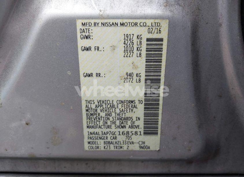 Photo 9 of 2016 Nissan Altima 2.5 SR (VIN 1N4AL3AP7GC168581)