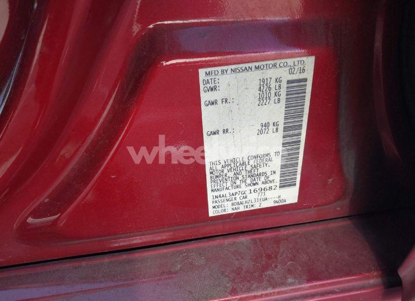 Photo 9 of 2016 Nissan Altima 2.5 SR (VIN 1N4AL3AP7GC169682)