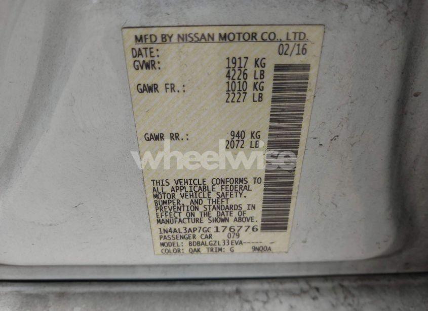 Photo 9 of 2016 Nissan Altima 2.5/2.5 S/2.5 SL/2.5 SR/2.5 SV (VIN 1N4AL3AP7GC176776)