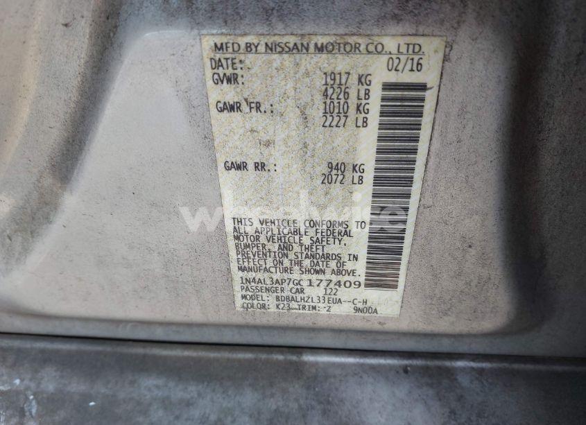 Photo 9 of 2016 Nissan Altima 2.5 SR (VIN 1N4AL3AP7GC177409)