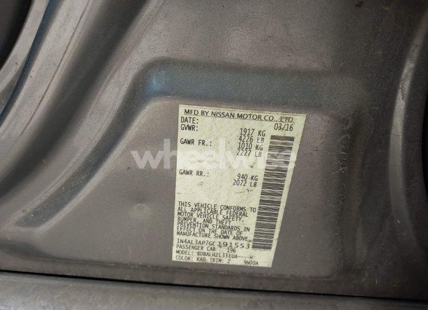 Photo 9 of 2016 Nissan Altima 2.5 SR (VIN 1N4AL3AP7GC191553)