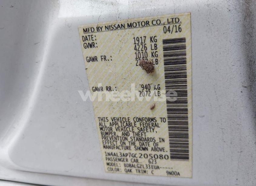 Photo 9 of 2016 Nissan Altima 2.5 S (VIN 1N4AL3AP7GC205080)