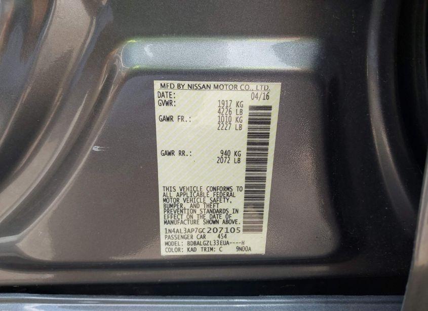 Photo 9 of 2016 Nissan Altima 2.5 S (VIN 1N4AL3AP7GC207105)