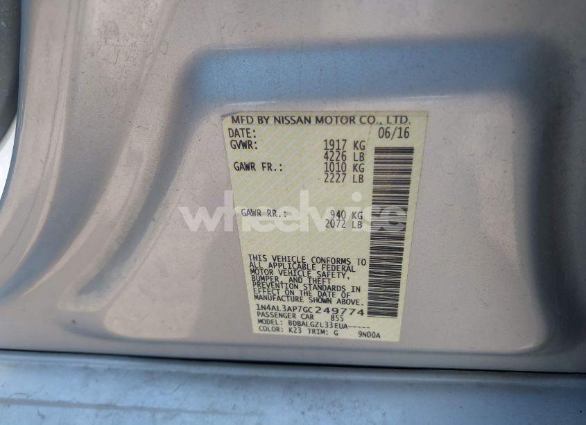 Photo 9 of 2016 Nissan Altima 2.5/2.5 S/2.5 SL/2.5 SR/2.5 SV (VIN 1N4AL3AP7GC249774)