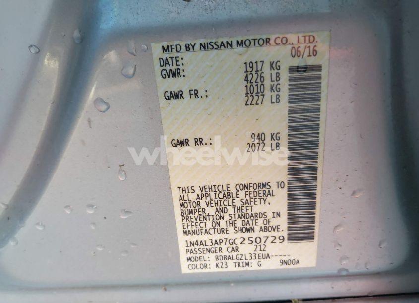 Photo 9 of 2016 Nissan Altima 2.5/2.5 S/2.5 SL/2.5 SR/2.5 SV (VIN 1N4AL3AP7GC250729)