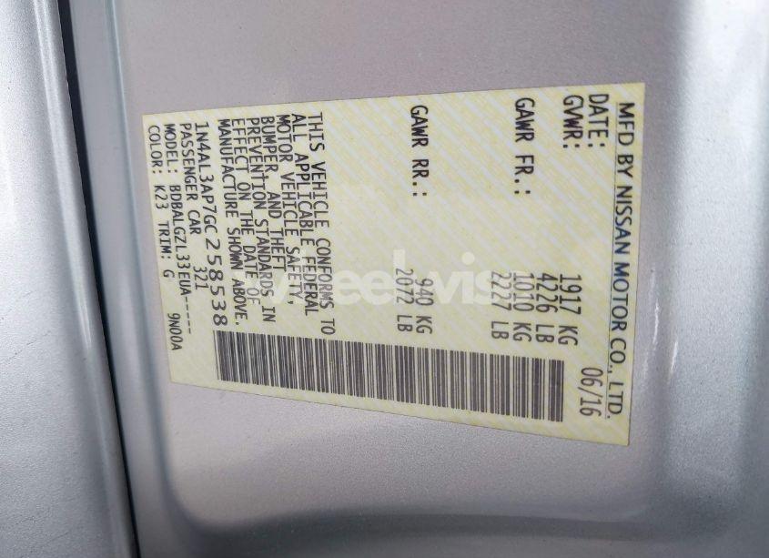 Photo 9 of 2016 Nissan Altima 2.5 S (VIN 1N4AL3AP7GC258538)