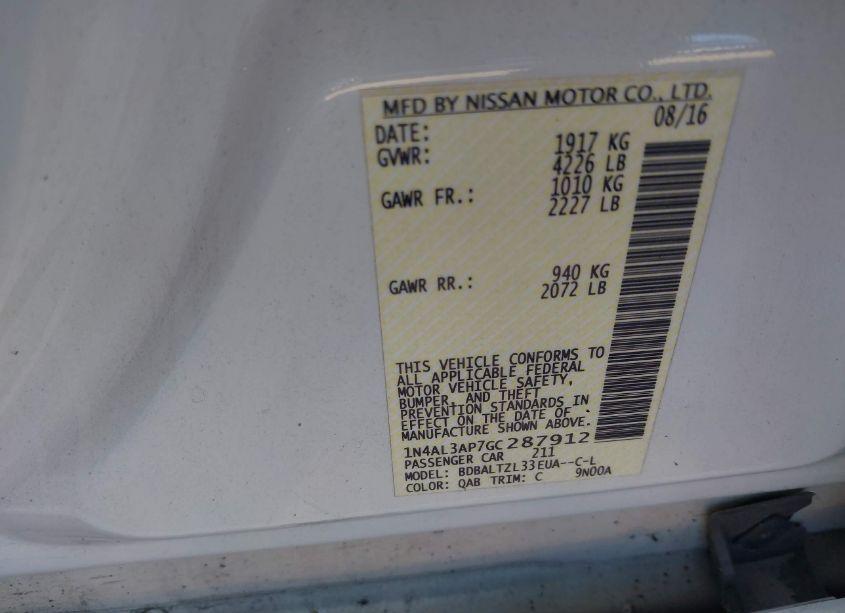 Photo 9 of 2016 Nissan Altima 2.5 SL (VIN 1N4AL3AP7GC287912)