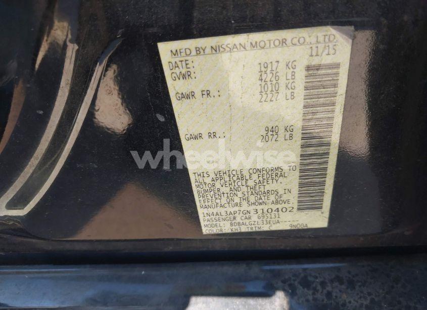 Photo 9 of 2016 Nissan Altima 2.5 S (VIN 1N4AL3AP7GN310402)