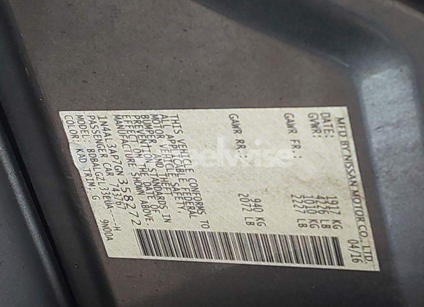 Photo 9 of 2016 Nissan Altima 2.5 S (VIN 1N4AL3AP7GN358272)