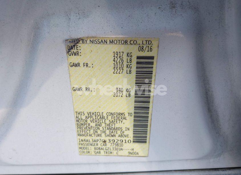 Photo 9 of 2016 Nissan Altima 2.5 S (VIN 1N4AL3AP7GN392910)