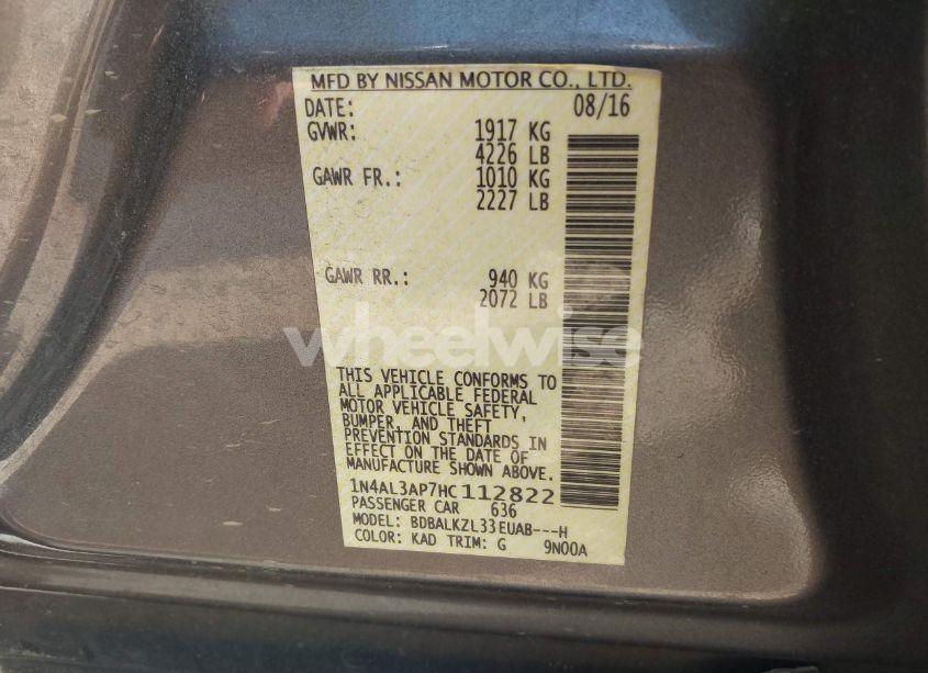 Photo 9 of 2017 Nissan Altima 2.5 SV (VIN 1N4AL3AP7HC112822)