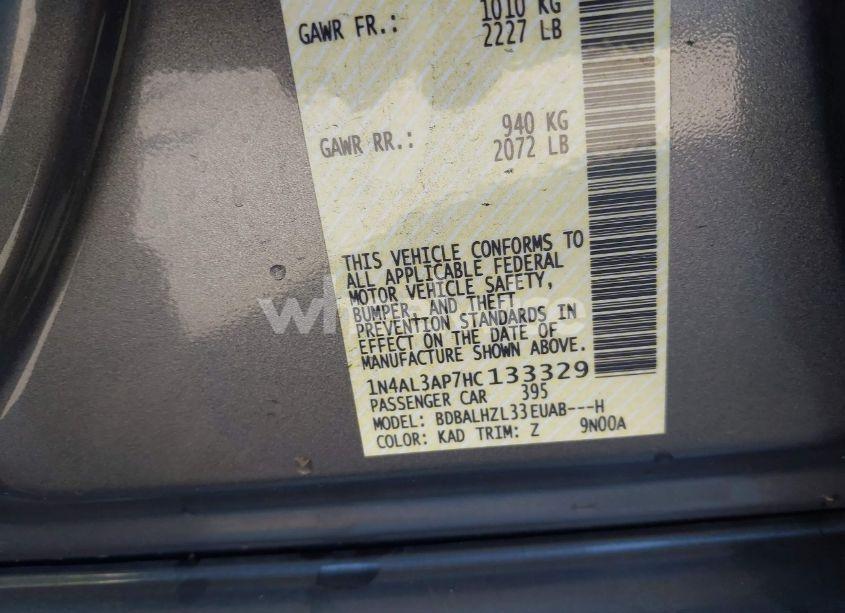 Photo 9 of 2017 Nissan Altima 2.5 SR (VIN 1N4AL3AP7HC133329)