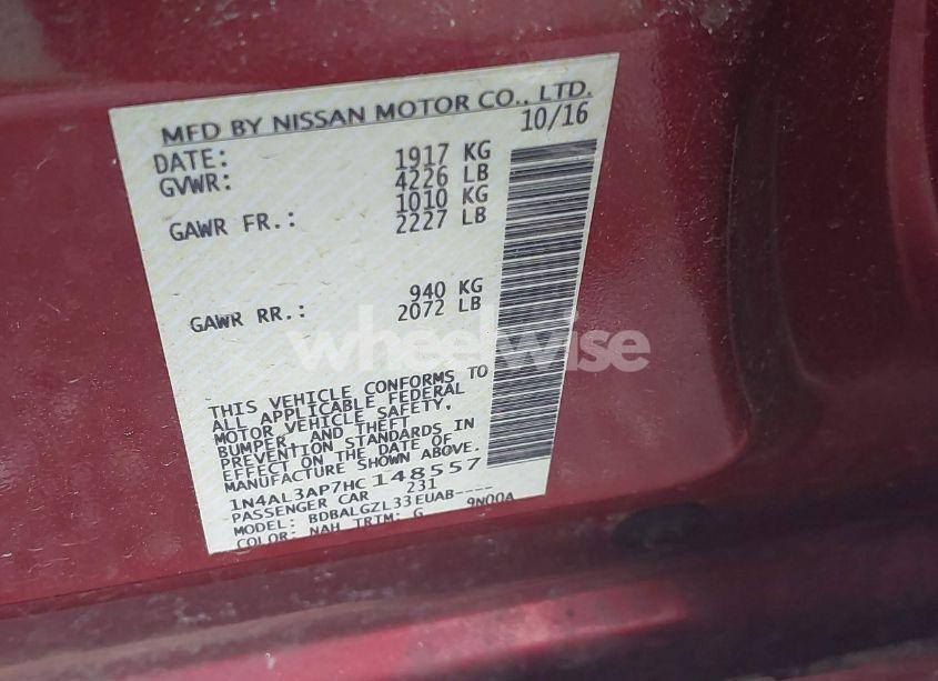 Photo 9 of 2017 Nissan Altima 2.5 S (VIN 1N4AL3AP7HC148557)