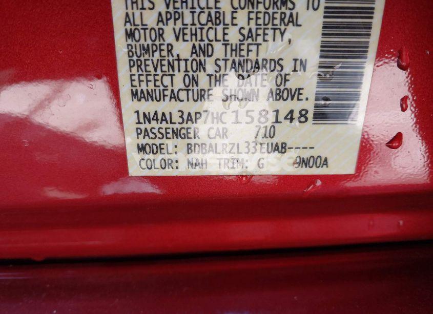 Photo 9 of 2017 Nissan Altima 2.5 SL (VIN 1N4AL3AP7HC158148)