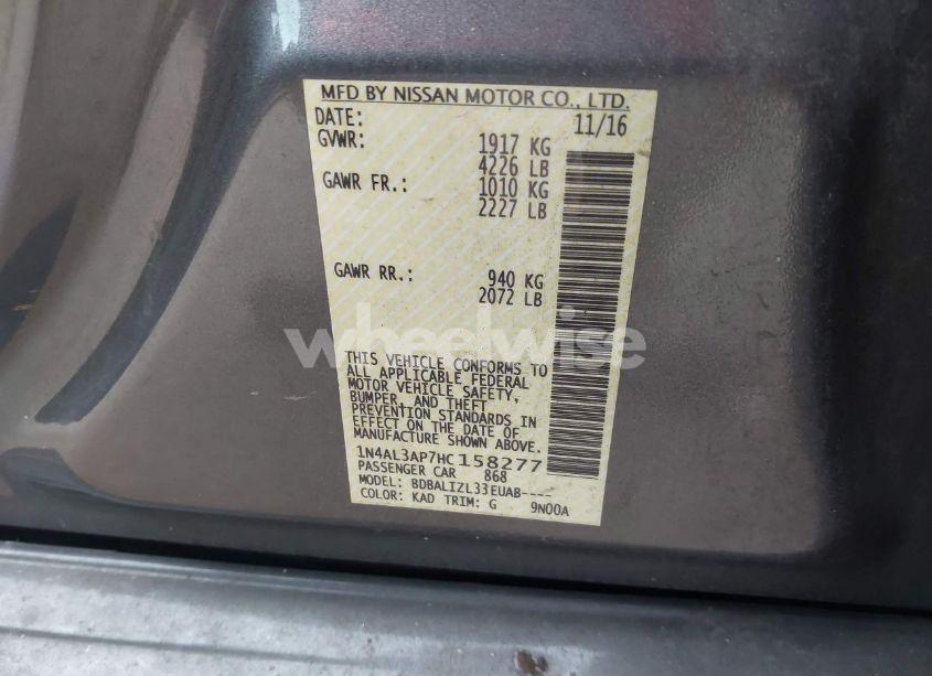 Photo 9 of 2017 Nissan Altima 2.5 SV (VIN 1N4AL3AP7HC158277)