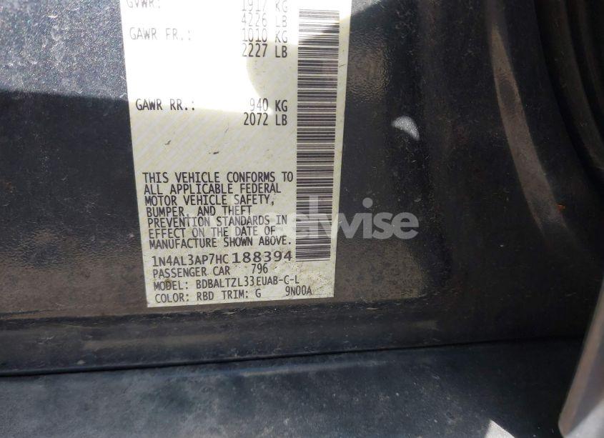 Photo 9 of 2017 Nissan Altima 2.5 SL (VIN 1N4AL3AP7HC188394)