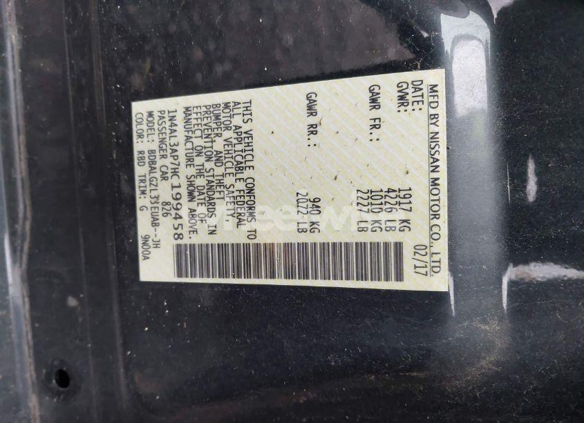 Photo 9 of 2017 Nissan Altima 2.5 S (VIN 1N4AL3AP7HC199458)