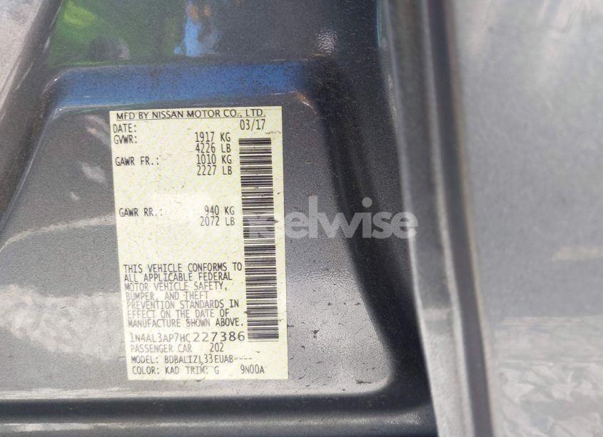 Photo 9 of 2017 Nissan Altima 2.5 SV (VIN 1N4AL3AP7HC227386)