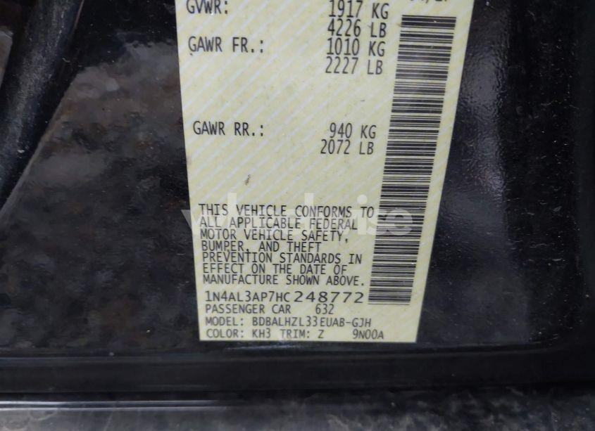 Photo 9 of 2017 Nissan Altima 2.5 SR (VIN 1N4AL3AP7HC248772)