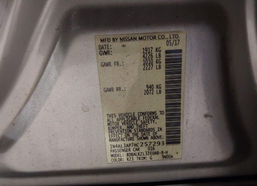 Photo 9 of 2017 Nissan Altima 2.5 SV (VIN 1N4AL3AP7HC257293)