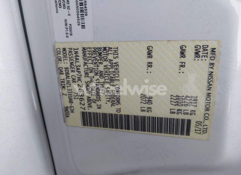 Photo 9 of 2017 Nissan Altima 2.5 SR (VIN 1N4AL3AP7HC263627)