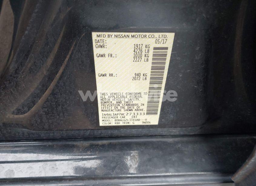 Photo 9 of 2017 Nissan Altima 2.5 S (VIN 1N4AL3AP7HC273333)