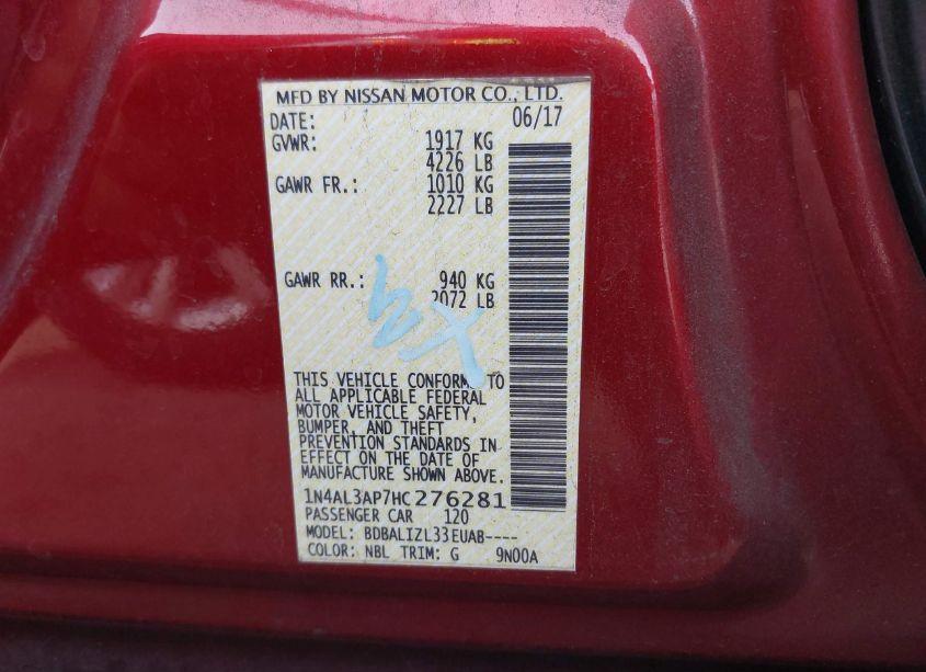 Photo 9 of 2017 Nissan Altima 2.5 SV (VIN 1N4AL3AP7HC276281)