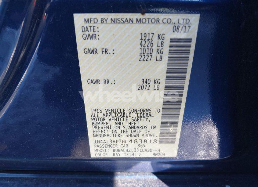 Photo 9 of 2017 Nissan Altima 2.5 SR (VIN 1N4AL3AP7HC483818)