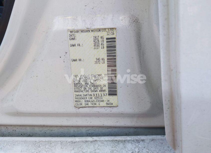 Photo 9 of 2017 Nissan Altima 2.5 S (VIN 1N4AL3AP7HN331137)