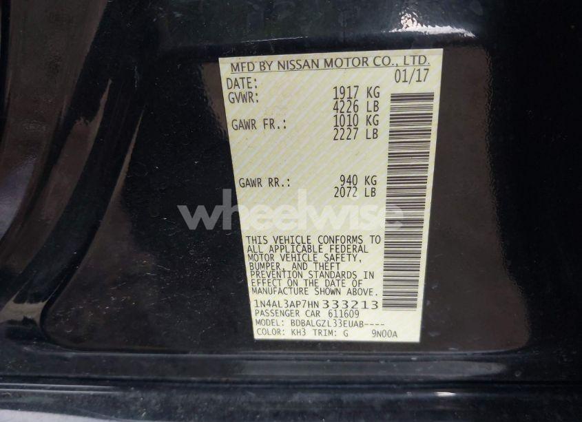 Photo 9 of 2017 Nissan Altima 2.5 S (VIN 1N4AL3AP7HN333213)