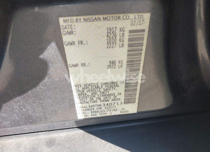 Photo 9 of 2017 Nissan Altima 2.5 S (VIN 1N4AL3AP7HN340713)