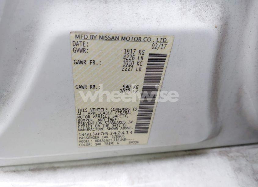 Photo 9 of 2017 Nissan Altima 2.5 S (VIN 1N4AL3AP7HN342414)