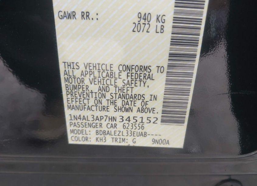 Photo 9 of 2017 Nissan Altima 2.5 S (VIN 1N4AL3AP7HN345152)