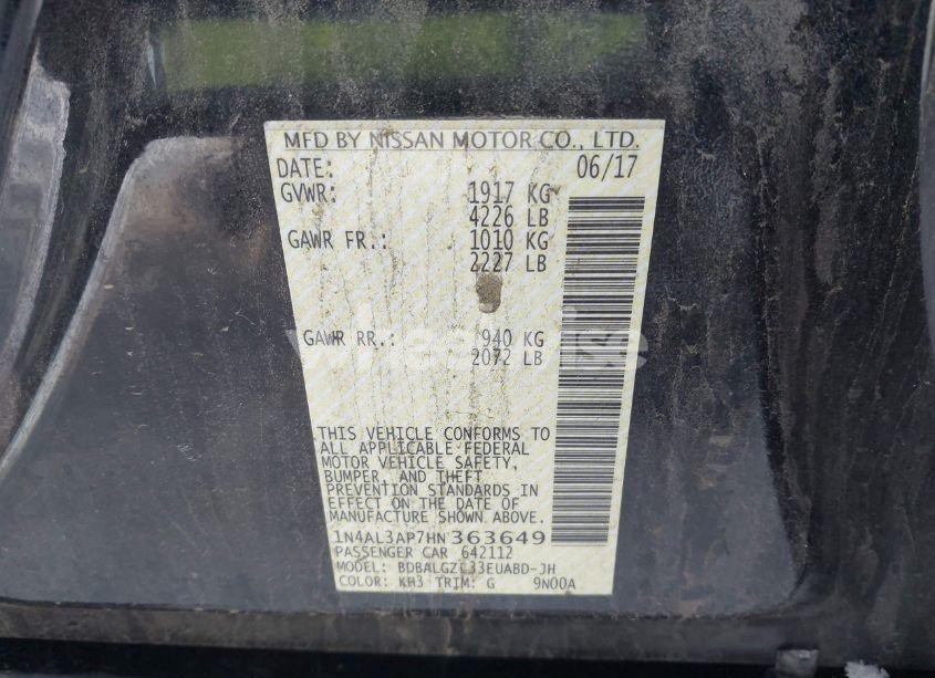 Photo 9 of 2017 Nissan Altima 2.5 S (VIN 1N4AL3AP7HN363649)