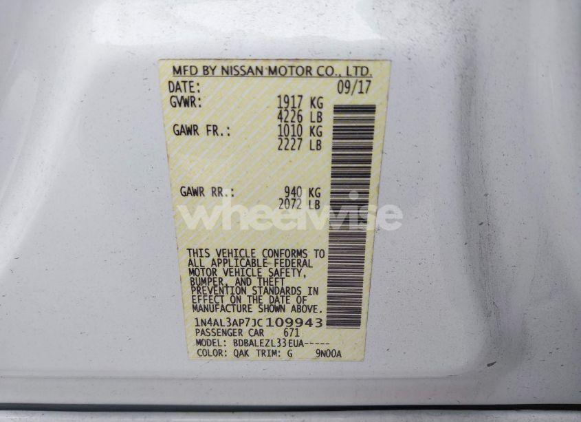 Photo 9 of 2018 Nissan Altima 2.5 S (VIN 1N4AL3AP7JC109943)