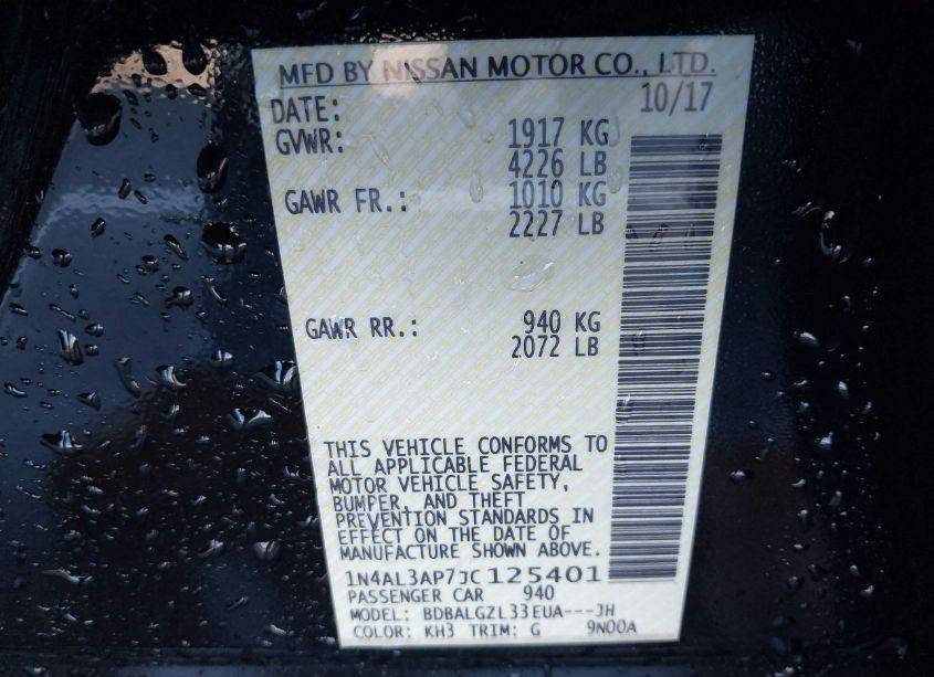 Photo 9 of 2018 Nissan Altima 2.5 S (VIN 1N4AL3AP7JC125401)