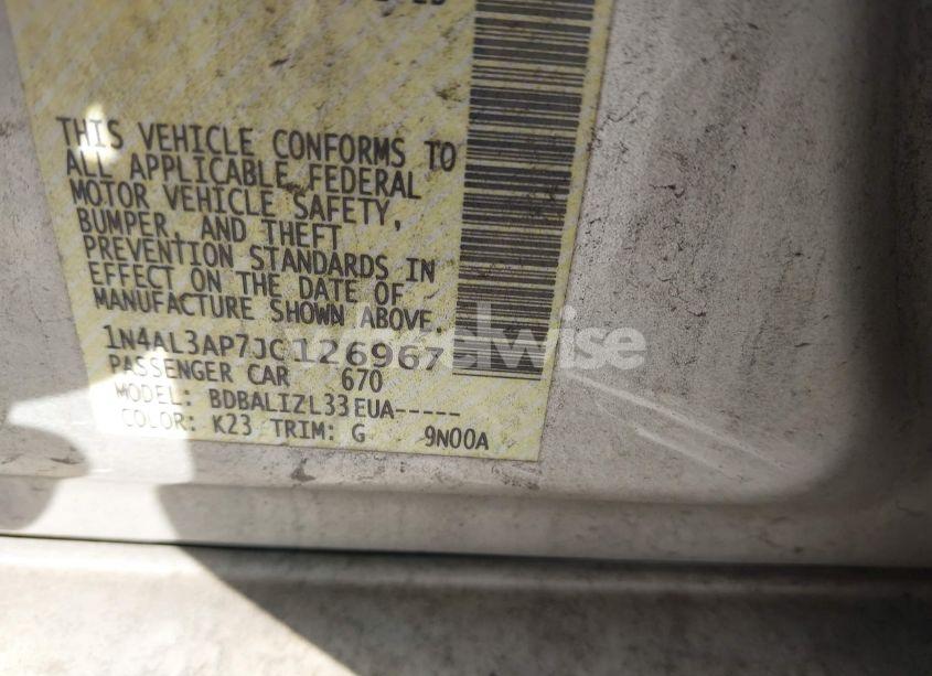 Photo 9 of 2018 Nissan Altima 2.5 SV (VIN 1N4AL3AP7JC126967)