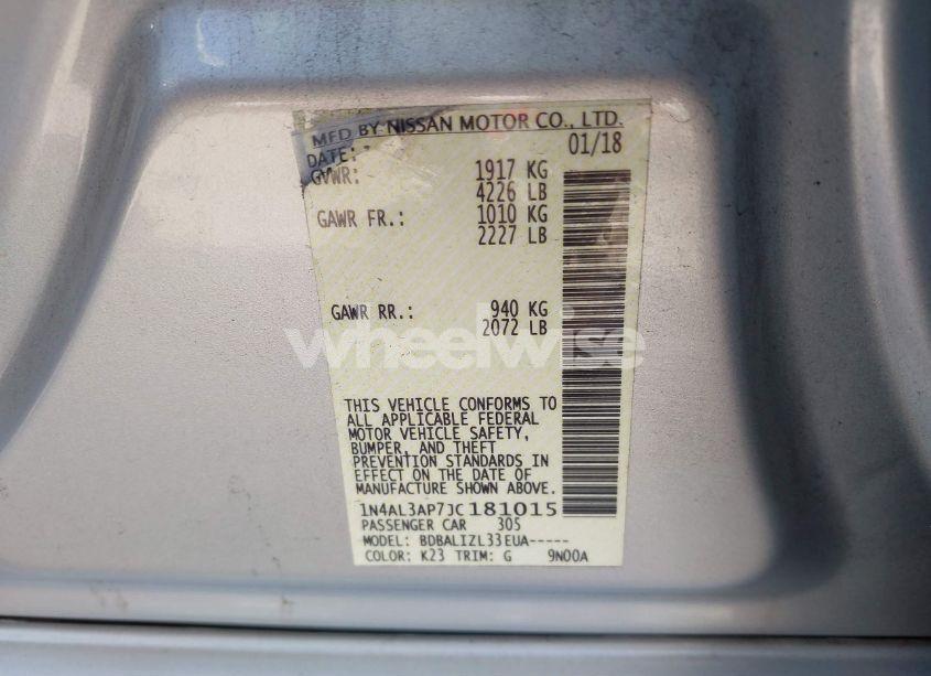 Photo 9 of 2018 Nissan Altima 2.5 SV (VIN 1N4AL3AP7JC181015)