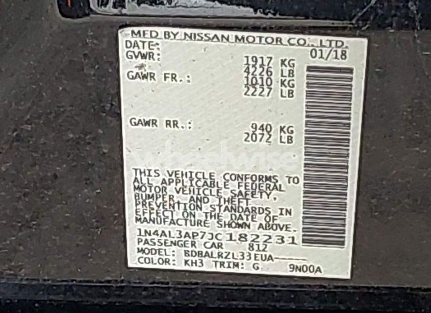 Photo 9 of 2018 Nissan Altima 2.5 SL (VIN 1N4AL3AP7JC182231)