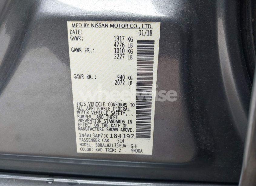 Photo 9 of 2018 Nissan Altima 2.5 SR (VIN 1N4AL3AP7JC184397)